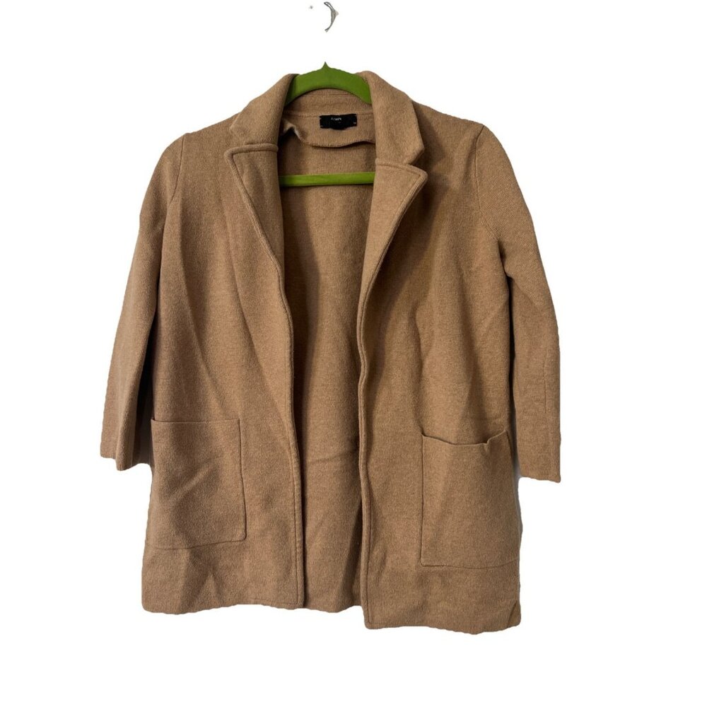 J.Crew 365‎ Women Cardigan Blazer Sweater XXXS Tan Brown Wool Blend